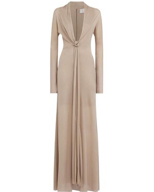 GIUSEPPE DI MORABITO Deep V-Neck Long Dress - Natural