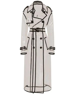 Dolce & Gabbana Trench Coat With Transparent Logo - White