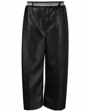 Stella McCartney Logo-Waistband Faux-Leather Culottes - Black