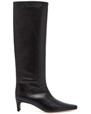 STAUD Solid Leather Knee-High Boots - Black