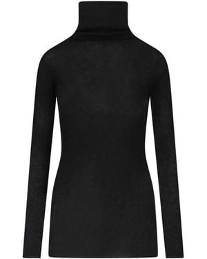 Rick Owens Ribbed Turtleneck Knitted Top - Black