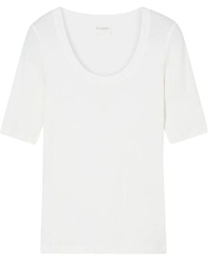 Closed Crew-Neck Short-Sleeved T-Shirt - White
