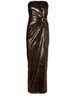 Roland Mouret Gathered Sequined Strapless Gown - Brown