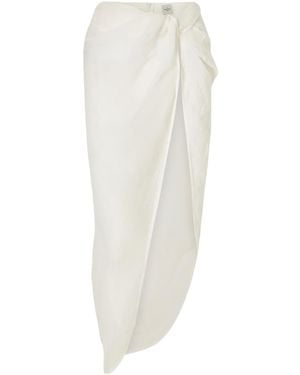 LeKasha Qaraya0 Knot-Detail Linen Maxi Skirt - White