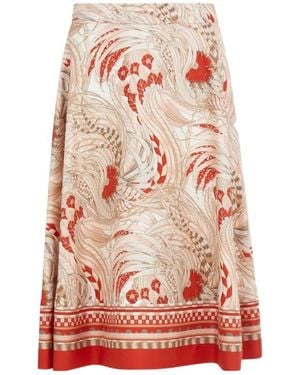 Ferragamo Printed Long Skirt - Red