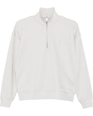 Maison Kitsuné Quarter-Zip Fox-Patch Sweatshirt - White