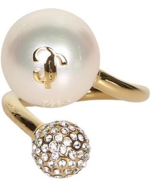 Jimmy Choo Embellished Auri Ring - White