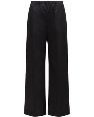 Moncler Poplin Wide-Leg Trousers - Black