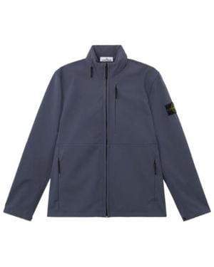 Stone Island Stand Collar Jacket With Wind- And Water-Resistant Membrane - Blue