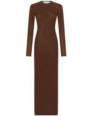 Rabanne Embellished Long-Sleeved Maxi Dress - Brown