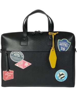 Paul Smith Hotel Stickers Zip-Up Briefcase - Black