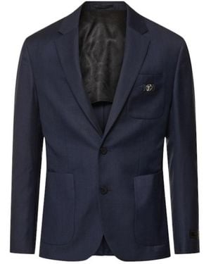 Versace Long-Sleeved Suit Coat - Blue