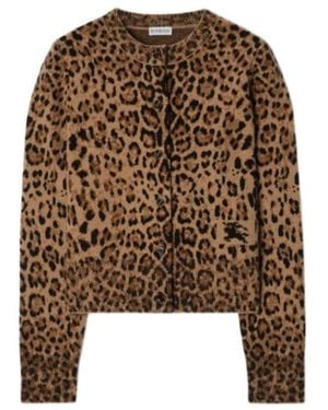 Burberry Logo Detailed Knitted Cardigan - Brown