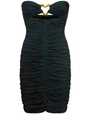 Area Heart-Ring Ruched Mini Dress - Black