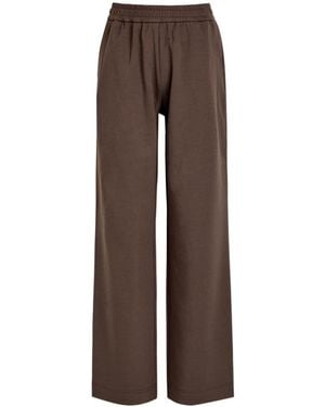 Moncler Wide-Leg Cotton-Blend Sweatpants - Brown