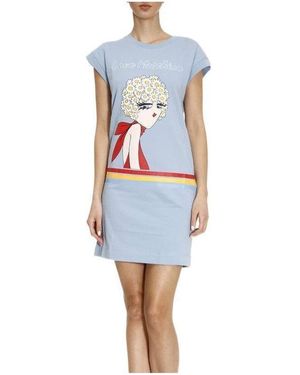Moschino Logo Print Dress - Blue