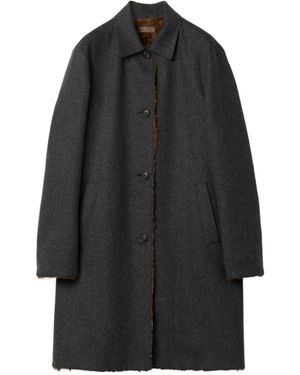 Miu Miu Reversible Wool And Chekiang Coat - Black