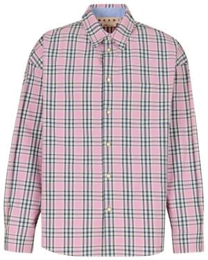 Marni Checked-Pattern Ppocket Shirt - Red