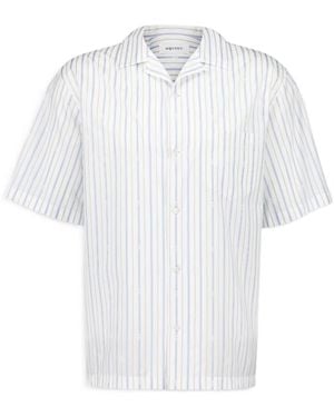 McQueen Skull Embroidered Striped Shirt - White