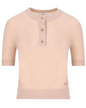 Celine Short-Sleeved Knitted Pullover - Pink