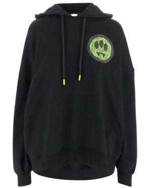 Barrow Logo Printed Drawstring Hoodie - Black