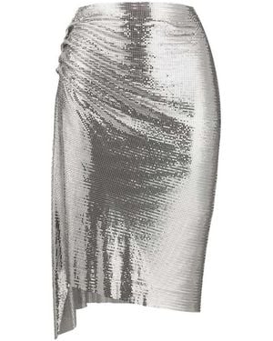Rabanne Asymmetric Metallic Ruched Midi Skirt - Gray