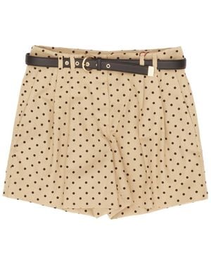 Max Mara Studio Novella Polka Dot Printed Shorts - Natural