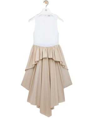 Loewe Asymmetric Ruffled Midi Dress - White