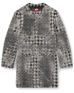 DIESEL Prince Of Wales Jacquard Denim Coat - Grey