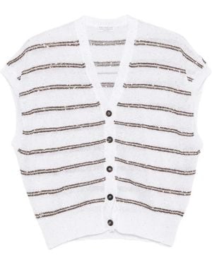 Brunello Cucinelli V-Neck Cardigan - White