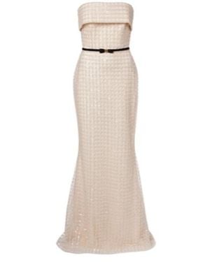 Elie Saab Embellished Silk-Blend Bustier Gown - Natural