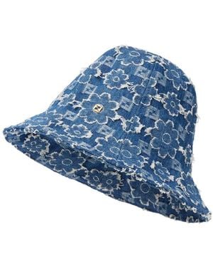 Fendi Floral Detailed Denim Bucket Hat - Blue