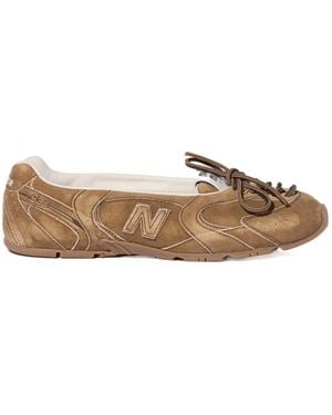 Miu Miu New Balance X 530 Sl Délavé Suede Ballerinas - Brown