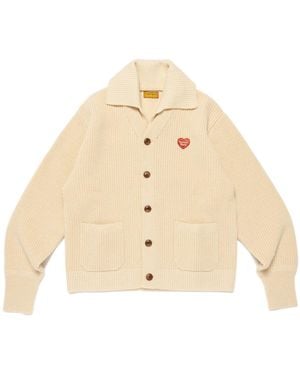 Human Made Heart-Patch Wool Cardigan - Natural
