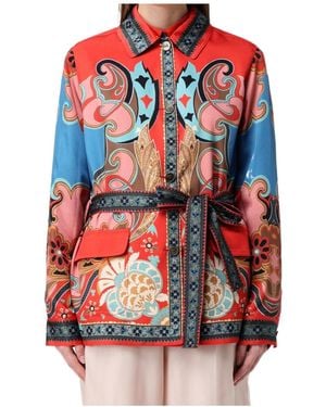 Etro Paisley Printed Belted Jacket - Red