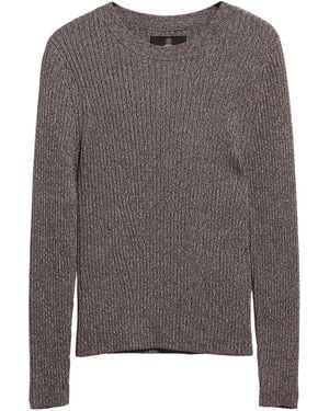 Barbour Crewneck Vertical Rib Knit Top - Grey