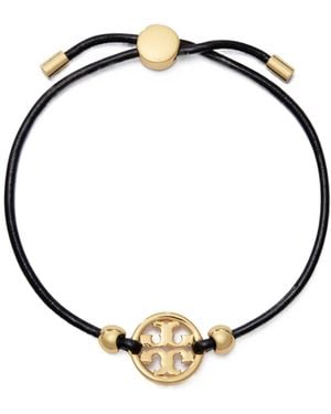 Tory Burch Miller Slider Adjustable Leather Bracelet - Metallic