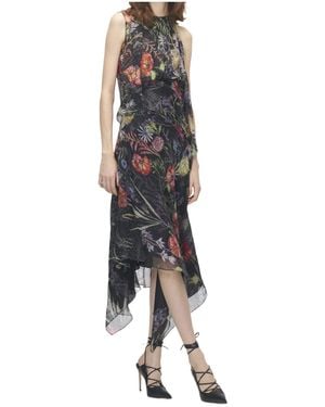 McQueen Meadow Floral Print Asymmetric Evening Dress - Multicolour