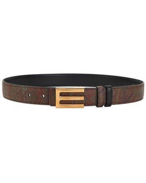 Etro Reversible Paisley Leather Belt - White