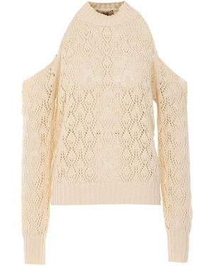 Aniye By Alena Open-Shoulder Knitted Jumper - Natural