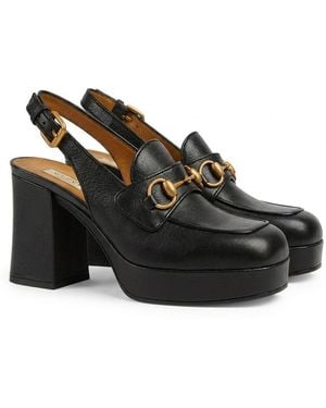 Gucci Horsebit Detailed Platform Court Shoes - Black