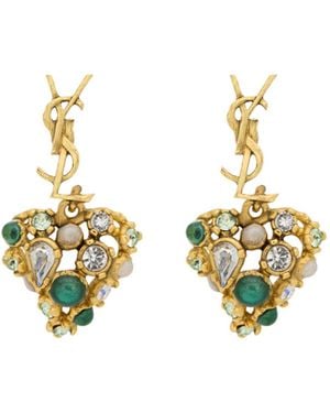 Saint Laurent Cassandre Heart Earrings - Metallic
