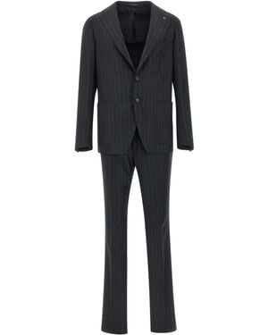 Tagliatore Pinstripe Two Piece Suit - Black