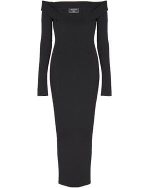 Balmain Long Plain Knit Dress - Black