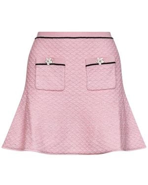 Self-Portrait Flower Knit Mini Skirt - Pink