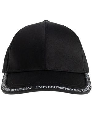 Emporio Armani Logo-Trim Baseball Cap - Black