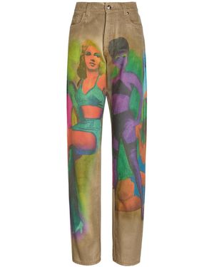 Versace Versatile High-Waist Straight-Leg Printed Jeans - Green