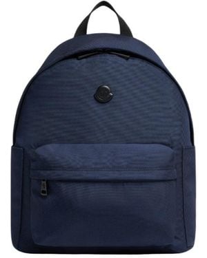 Moncler Logo Patch Zipped Backpack - Blue