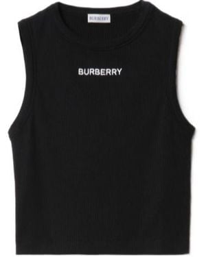 Burberry Ribbed Stretch Cotton Tank Top - Black