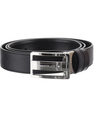 Montblanc Reversible Logo Buckle Leather Belt - White